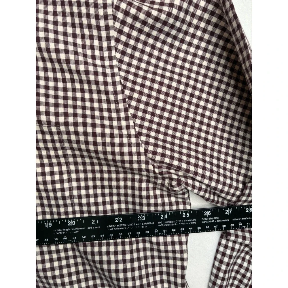 Brooks Brothers Non-Iron‎ Button Down Shirt Mens L Regular Fit Gingham Burgundy